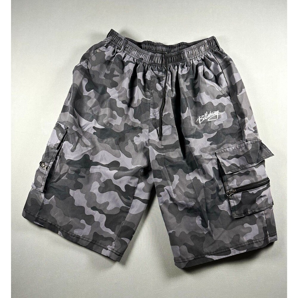 Billabong Cargo Shorts Mens 3XL Gray Camo Drawstring Zip Pockets